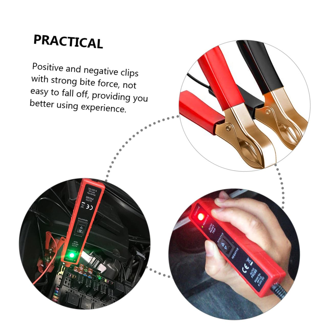 Probador Circuitos Automotrices con Pinzas Positivo y Negativo Tester Eléctrico para Diagnóstico y Localización de Fallos Sistemas Eléctricos de Vehículos Cable de Metros para