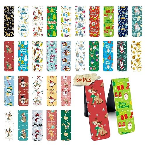 30 Piezas de Etiquetas Magnéticas de Marcapáginas de Navidad, NDLT Bonitos Clips Magnéticos Para Página, Marcapáginas con Patrón de árbol de Navidad de Papá Noel, Muñeco de Nieve, Reno, Para Mujeres
