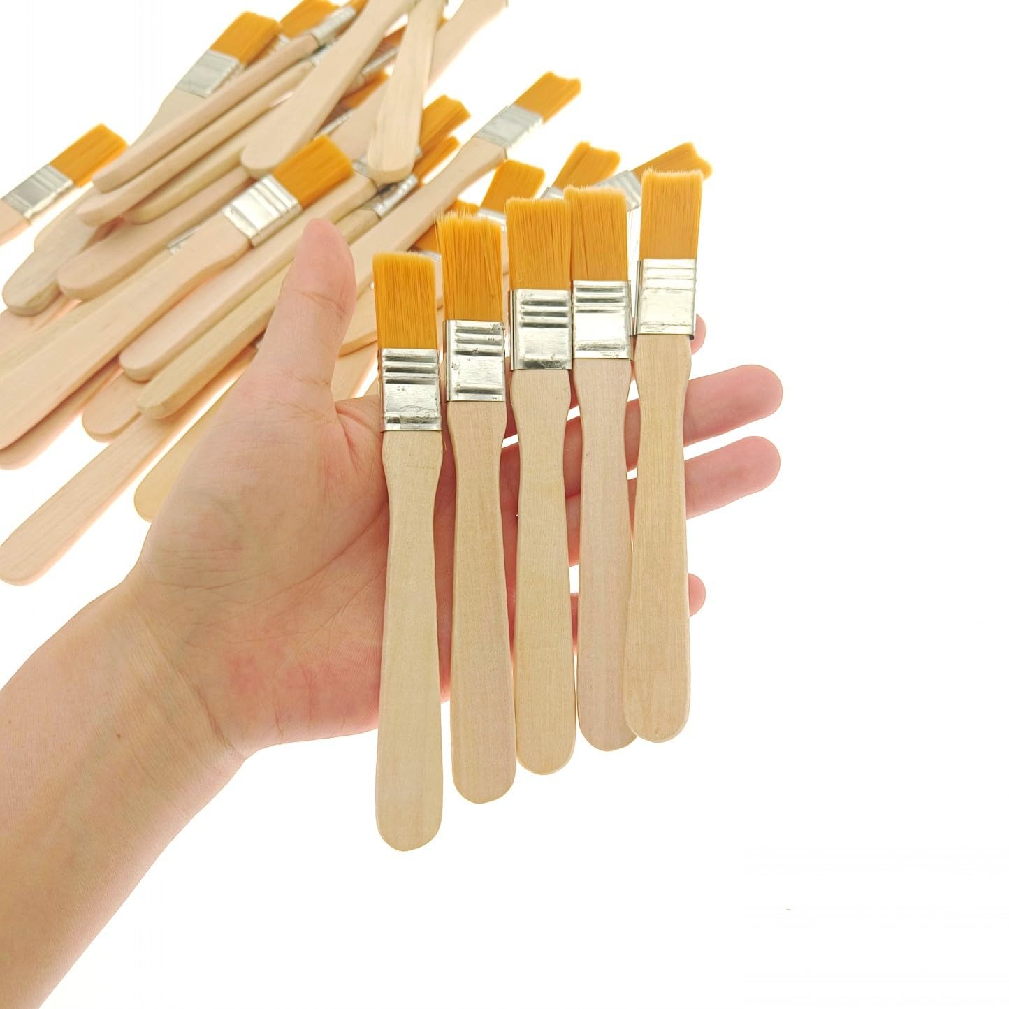 JZK 30 pennelli piccoli con manico in legno per pittura acrilica, spazzola per la pulizia della tastiera, strumento per pittura, mini spazzola per la pulizia della polvere, pennelli usa e getta per