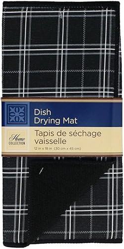 Tapete reversible de microfibra para secar platos a cuadros de búfalo de 12 x 18 pulgadas. disponible en Yaxa Peru