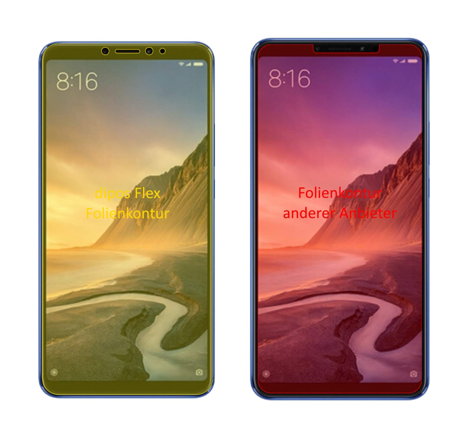 Dipos FLEX 3 Pellicole Protettive Per Xiaomi Mi Max 3 – Copertura Totale Schermo Curvo, Antiurto, Made In Germany