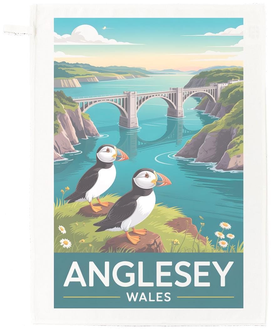 Half A Donkey White Anglesey Large Cotton Tea Towel 100% Cotton, 65 X 47 Cm