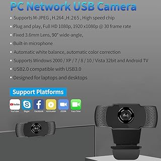 GOWENIC Webcam with Microphone,2MP 1080P Full HD PC Camera,USB Web Camera Plug and Play USB Camera Laptop Desktop Webcam for Windows Online Courses, Live Webcasts, Video Conferencing