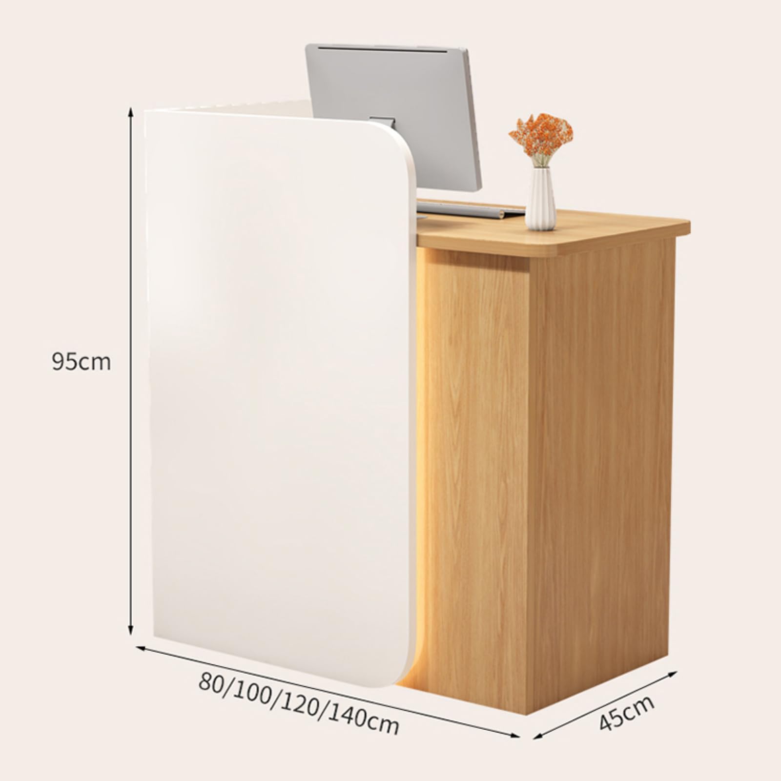 ナチュラルウッド 受付カウンター 引き出し付き 木製レジ受付カウンター ナチュラルウッド 引き出し付き