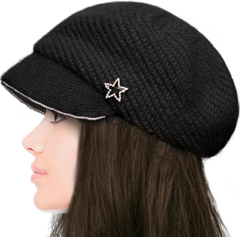 Dahlia Women's Chic Flower Newsboy Cap Hat Wool Blend - Dual Layer