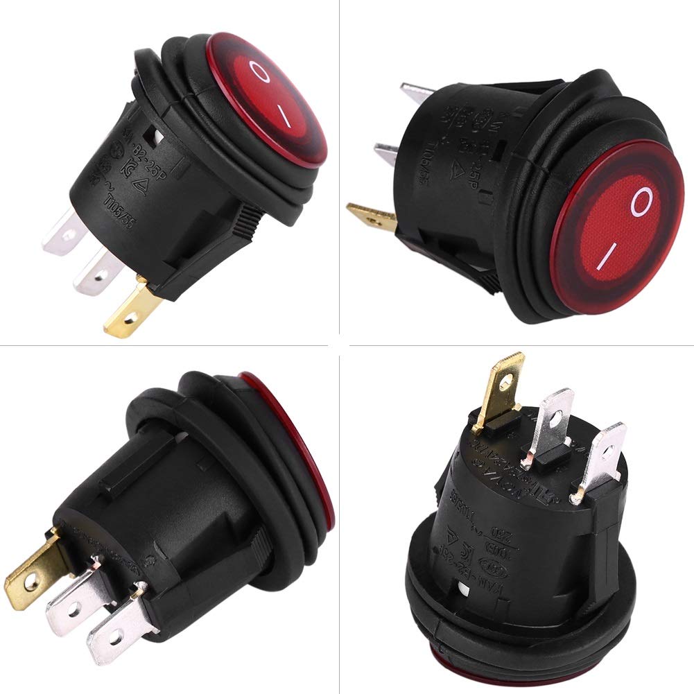 KSTE Interruttore A Bilanciere LED Rosso 12V 20A: 2 Pezzi, Impermeabile Per Auto