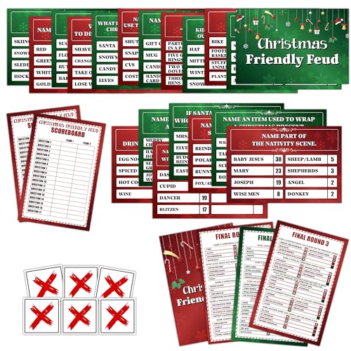 Christmas Family Feud Game, Friendly Quiz Games for Family Large Groups Adults Staff Office Team...