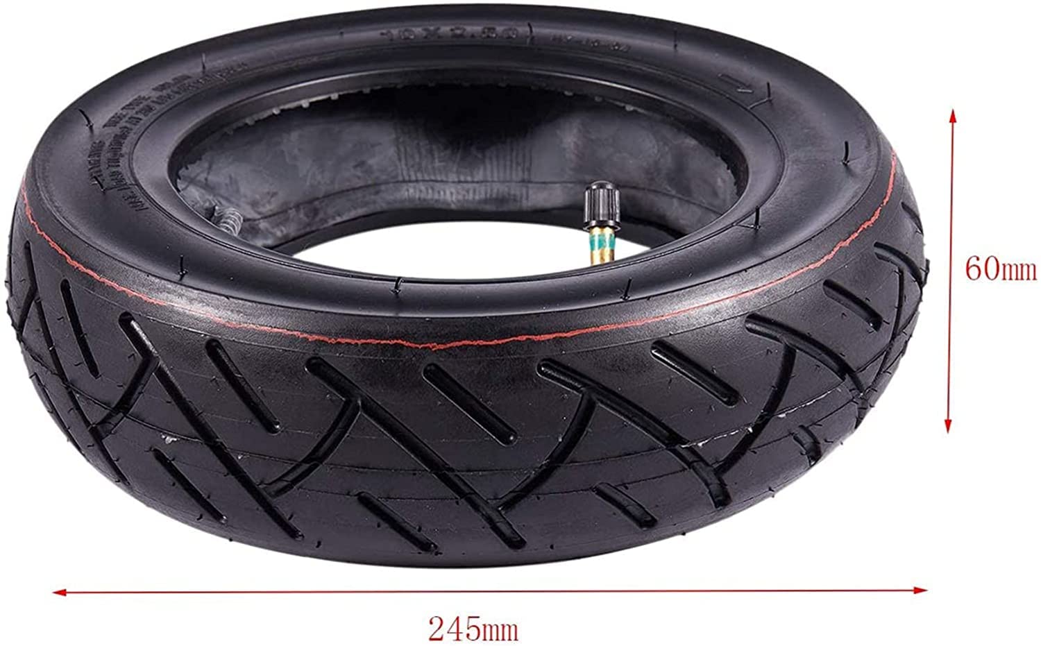 Ruote di Ricambio per Monopattino, Ruota Anteriore/Posteriore da 10 x 2,5 con Camera d'Aria di Ricambio per Skateboard Elettrico Fai da Te da 10 Pollici - Parti per Monopattino Pneumatici per monopat