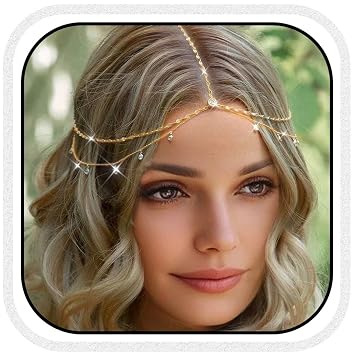 Aukmla Boho Head Chain Headpiece Costume Prom Forehead Headband Hair Accessories for Women Gold, One Size