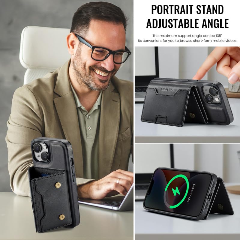 Funda desmontable para iPhone 14 tipo libro, protección total y carga inalámbrica 7