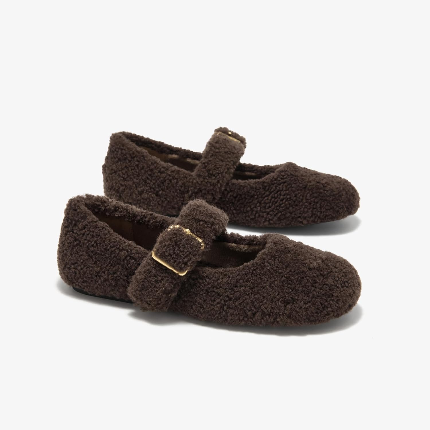 BEAU TODAY Womens Mary Jane Flats, Fur Lined Ballet Flats for Women, Supersoft Wool Mary Jane Shoes Warm Fashion Cute Flat Shoes