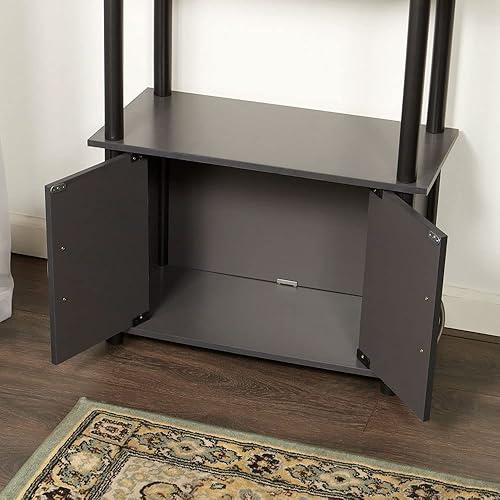Miniatura 6 de Home Basics Organizador de estantes de 4 niveles con gabinete (gris) Estantes de gabinete contemporáneos para decoración, contenedores y más