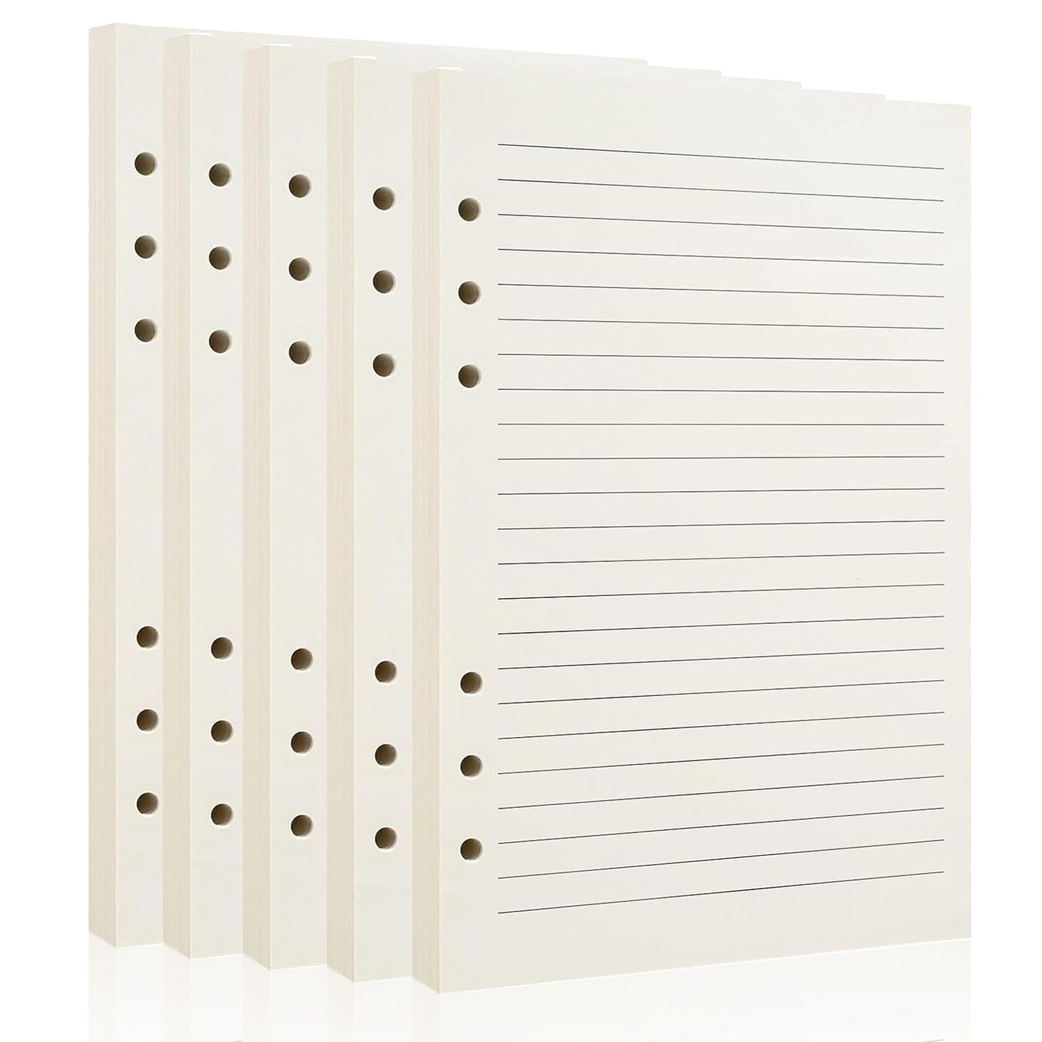Lined Refill Paper A5 for Filofax - 150 Sheet/300 Pages 6 Punched Holes Loose-Leaf Refillable Lined Paper - A5 Binder Inserts Notebook Refills - Ruled Notepaper for Diary Planner Meeting Travel Record