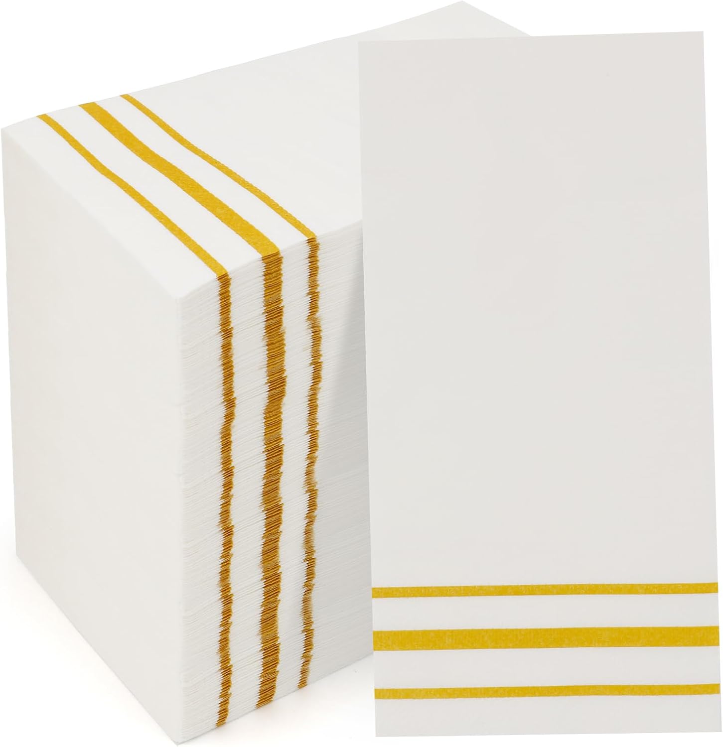 200 Pack Paper Napkins Disposable Guest Towels Gold Lined Elegant Dinner Napkins 2-ply Party Napkins Guest Disposable Soft & Absorbent Paper Hand Towels for Bathroom Kitchen Wedding Party Dinner Event