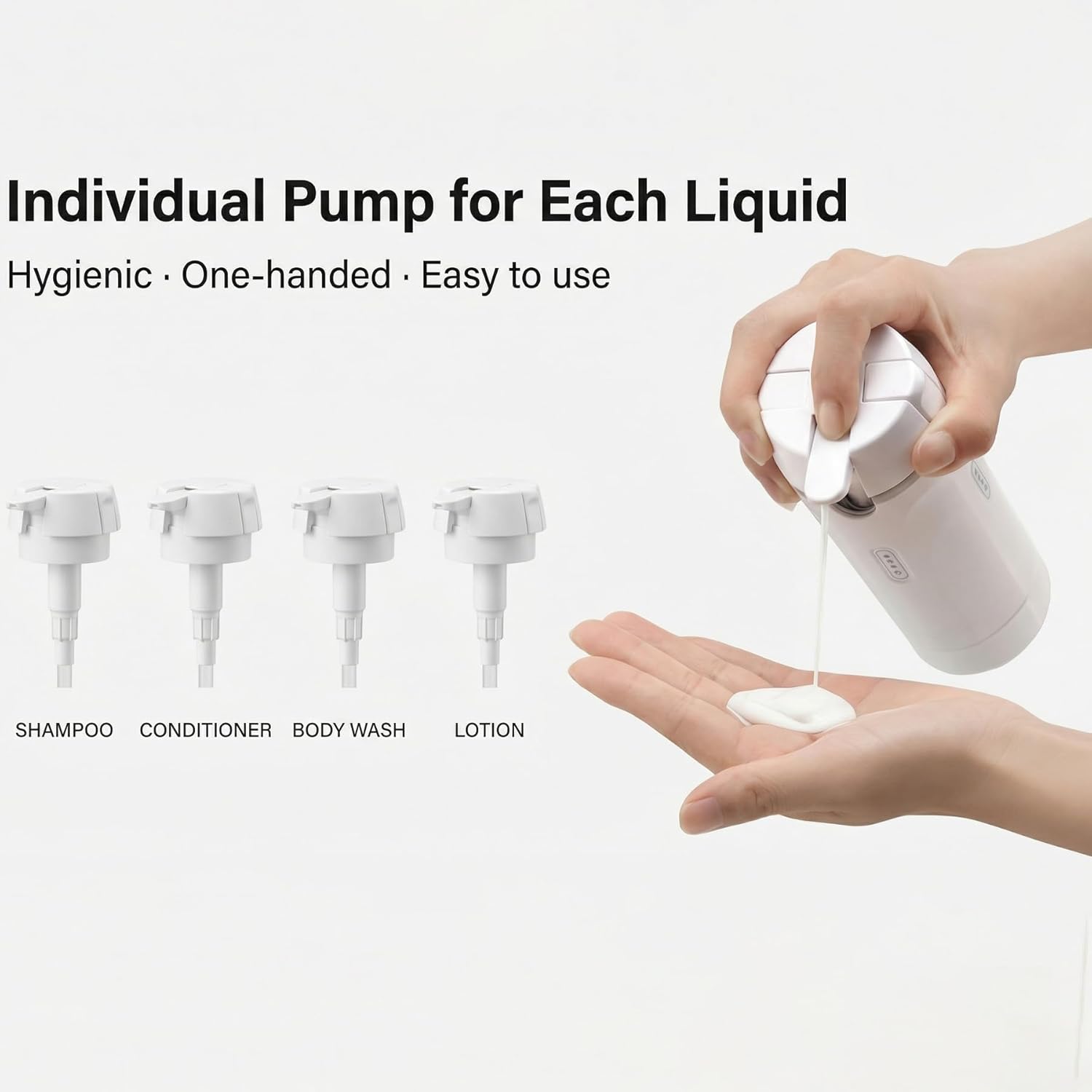 4 in 1 Travel Dispenser Bottle, 4-in-1 Refillable Travel Dispenser Bottles with Label for Shampoo Conditioner Body (White+Green)