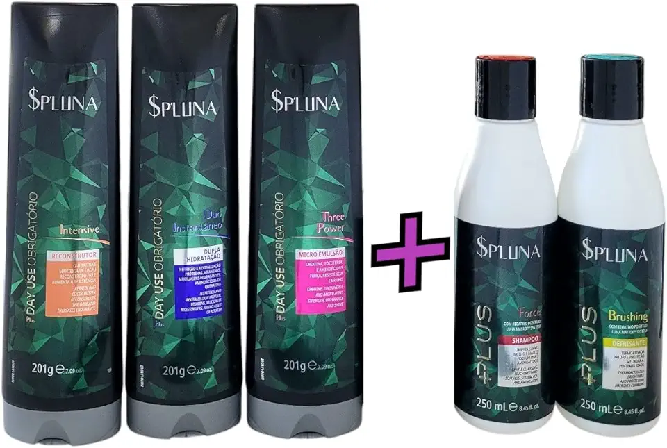 Kit Cronograma Capilar Linha SP'LUNA – Reconstrução + Nutrição + Hidratação (para todos os tipos de cabelo)
