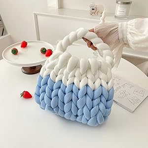 OXYPLAY Thick Cotton Wool Woven Handbag, Handmade Coarse
