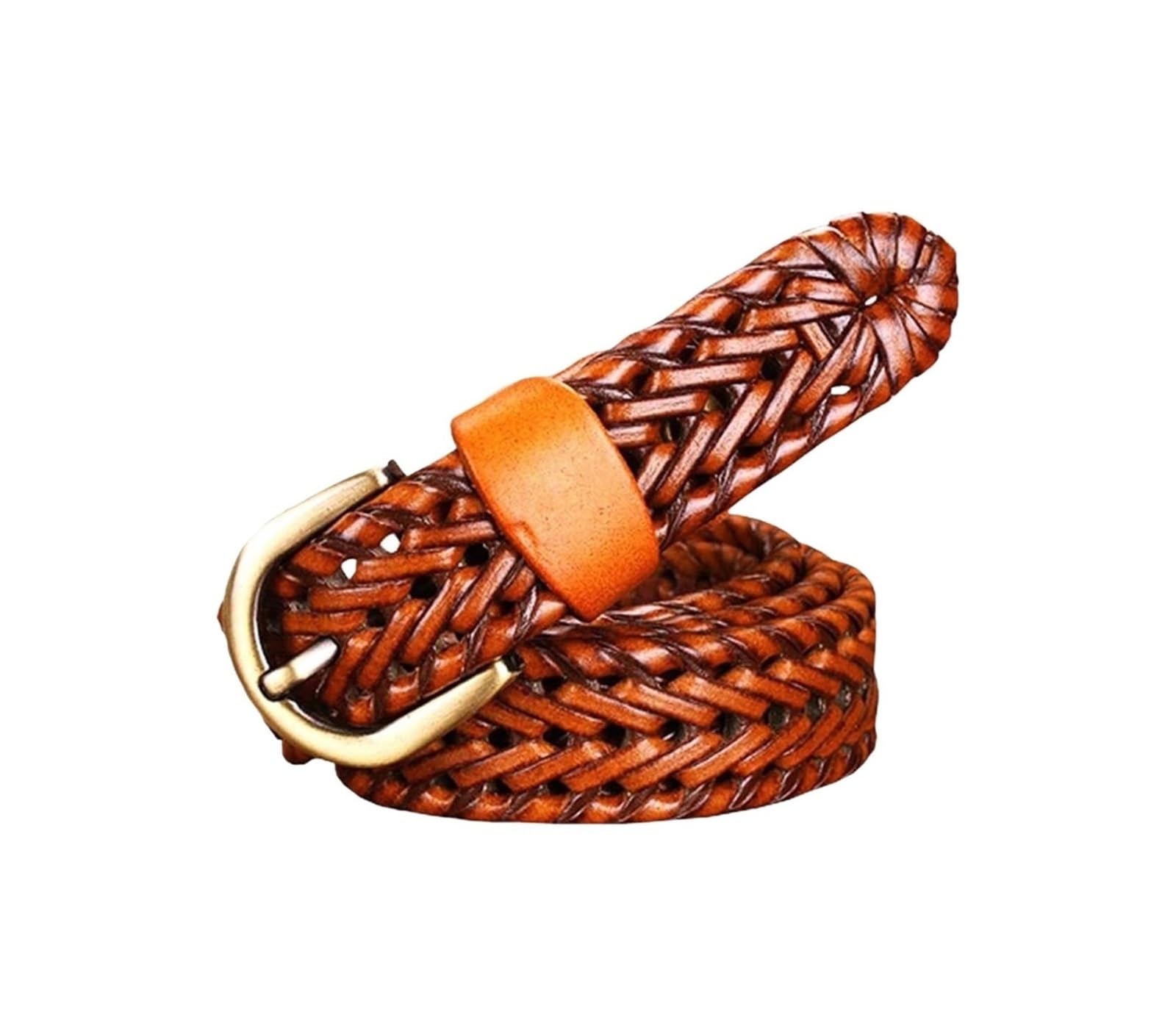 dfEDRd Ladies Waist Belt, 90-115cm Woman Braided Genuine Leather Belts Width 2.5 cm Second Layer Cowhide Jeans Waistband(Brown,110)