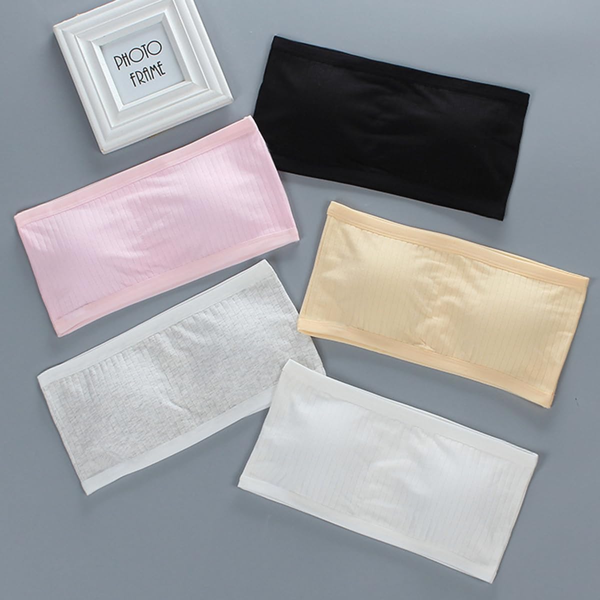 Soutien-Gorge Filles Coton sans Bretelles, 5 PCS Soutien Gorge Invisible avec Coussinets Amovibles Bandeau sans Bretelles pour Fille Brassiere sous-Vêtements Bustier pour 10 à 18 Ans