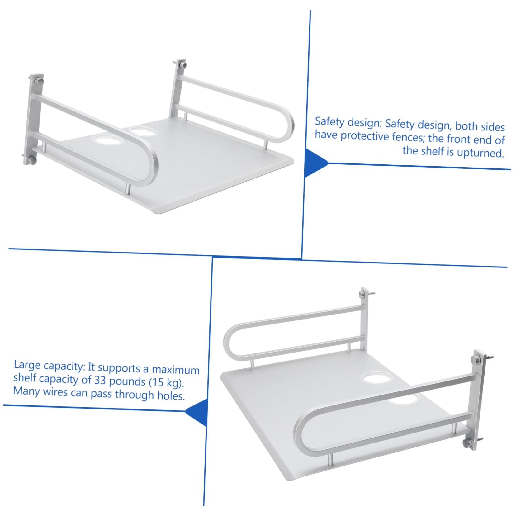 Soporte para Decodificador de TV de Aluminio Plata para Pared
