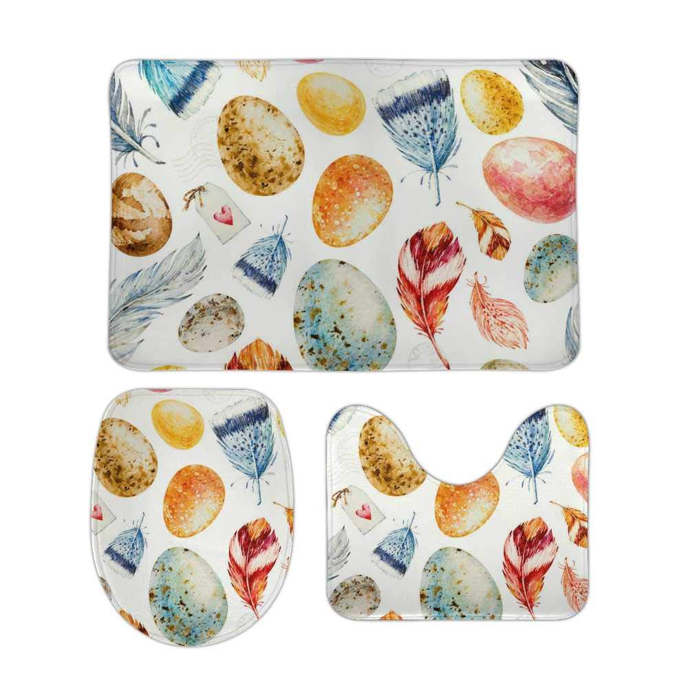 Tapis de salle de bain aquarelle CHEHONG lot de 3 en polaire corail