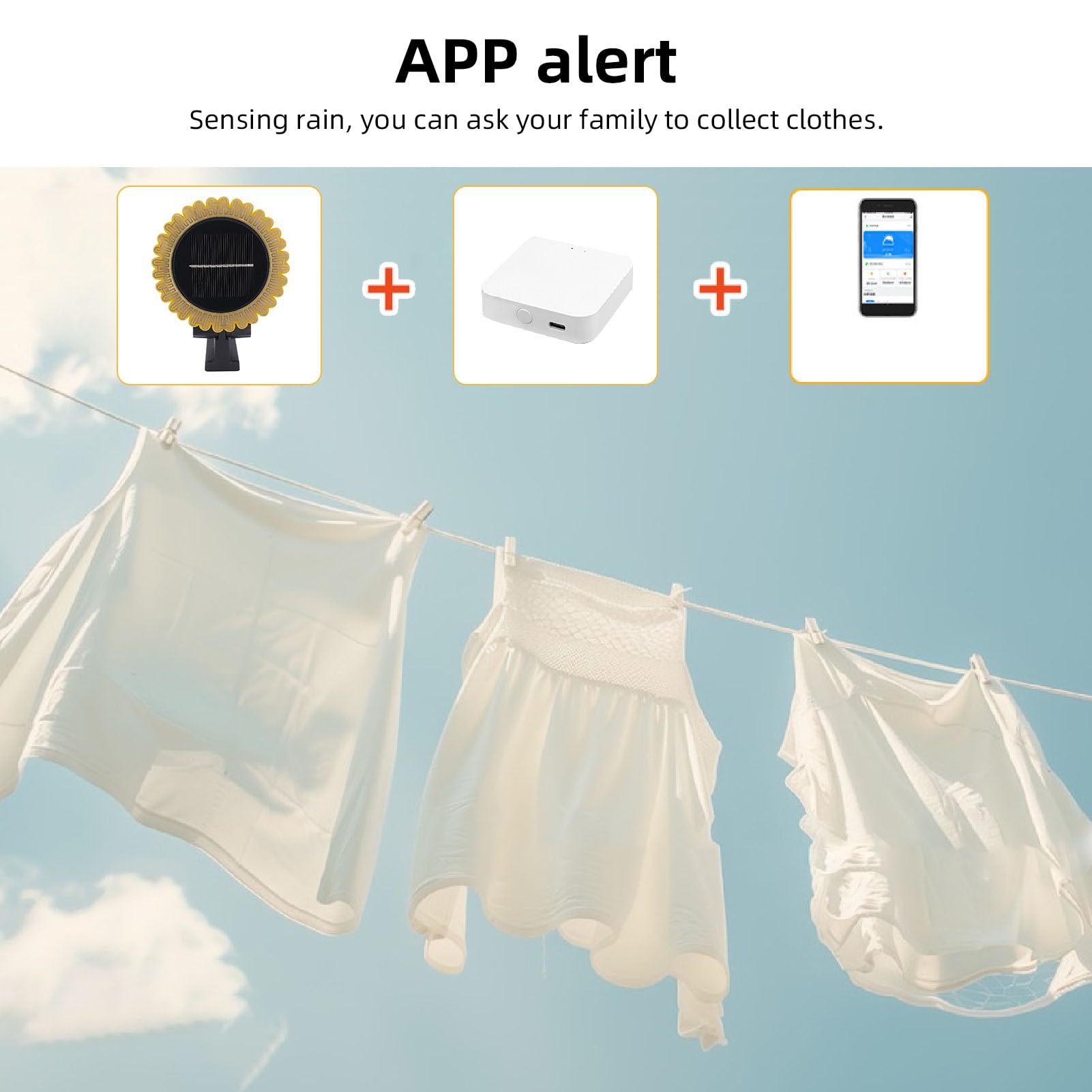 Jiawu Sensore Pioggia Intelligente, Ricarica Solare, Rilevatore di Acqua Piovana in Tempo Reale con Avviso App, Resistente all'Acqua IPX6, Compatibile con per , Monitor Meteorologico Esterno