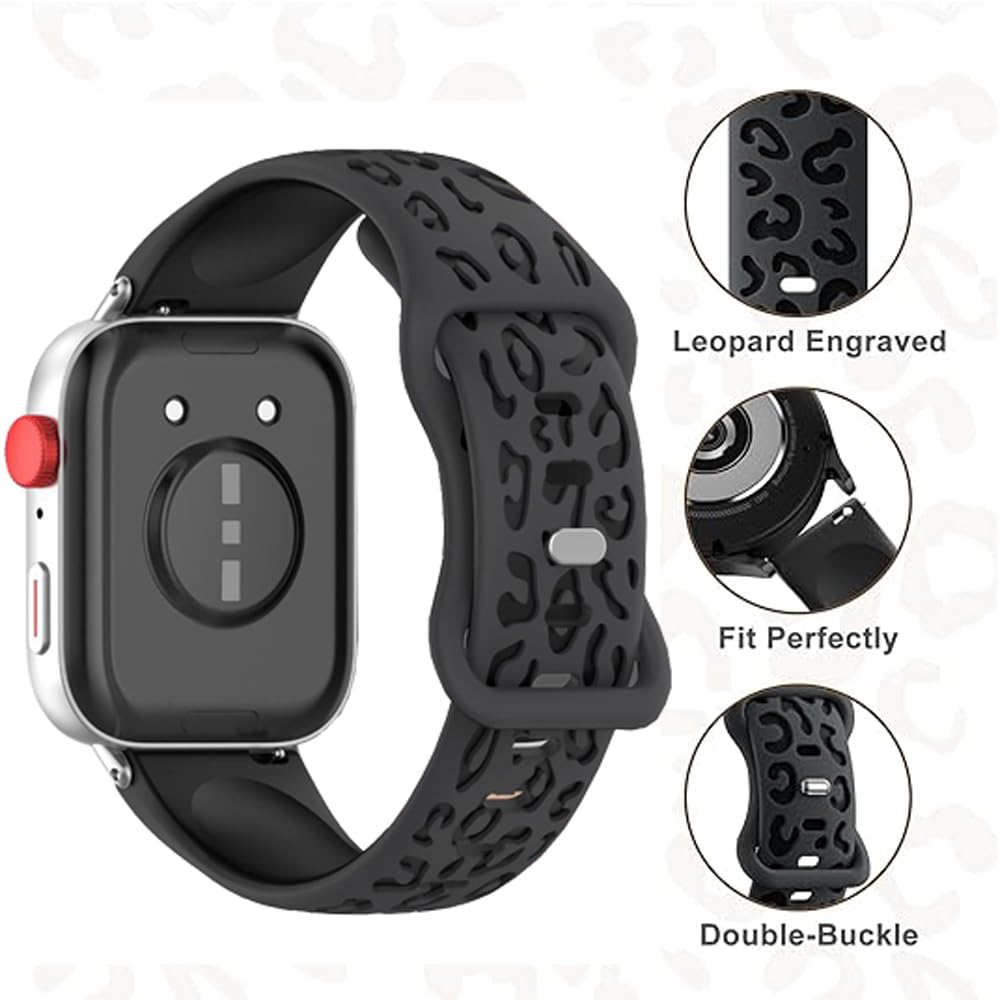Leopard silikonowy zamiennik paska do Samsung Galaxy Watch 7/Watch 6 Classic/Watch 5 Pro, 20 mm sportowy pasek na nadgarstek bransoletka do Galaxy Watch 4/Active 2/Watch 3/Gear S2/Gear 2
