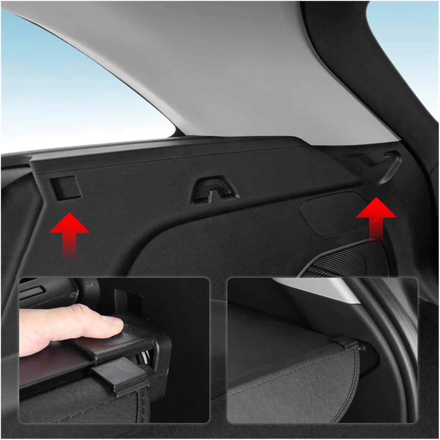 Retractable Trunk Cargo Cover Parcel Rack Anti-Peeping Shield Privacy Auto Interior Accessories Compatible with Geely Monjaro L 2023(Leather)