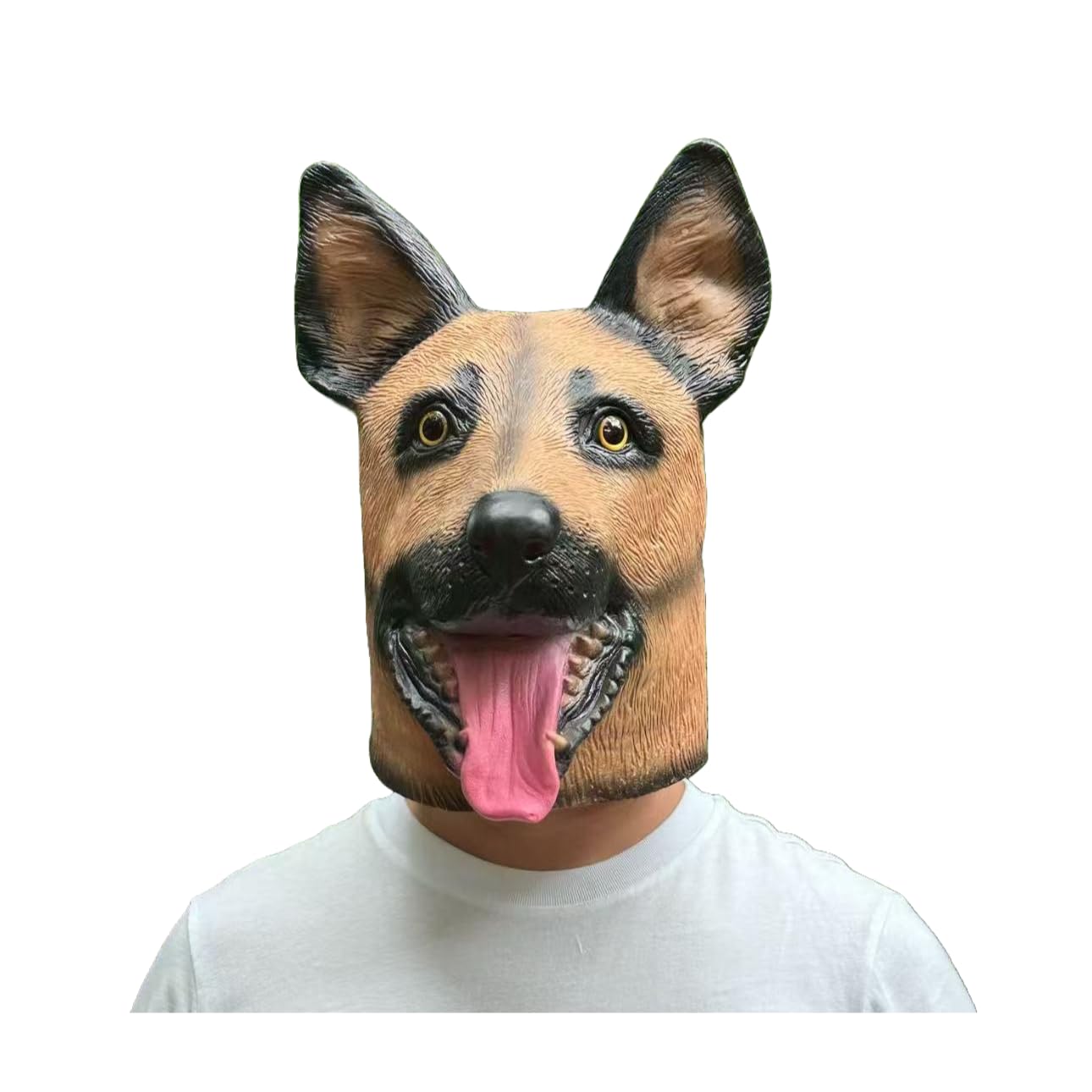 Derlinvine Dog Mask for Adult, Halloween Costume Party Latex Animal Face Mask (German shepherd)