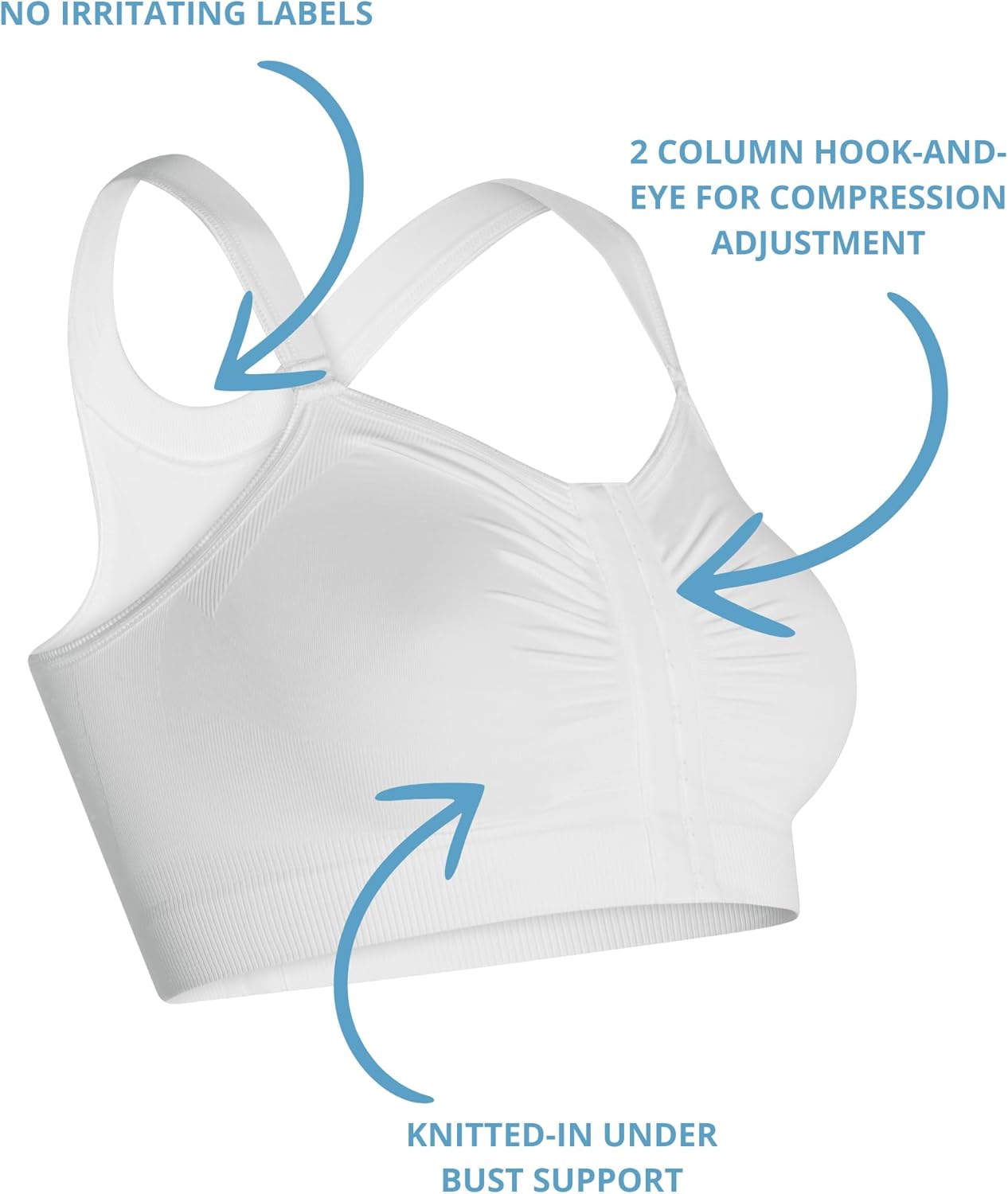Bella Post Surgery Compression Bra | Post Surgical Bra Front Closure | Breast Surgery Recovery Bra
