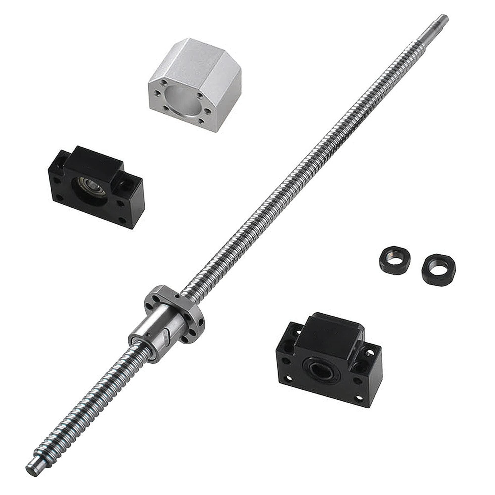 CNCMANS SFU1605 Kugelumlaufspindel Set 1200mm Gewindespindel mit BK12 / BF12 Kugelumlaufspindelstützen und DSG16H Muttergehäuse CNC Teile für Graviermaschine