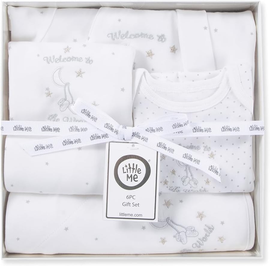 Set de regalo de canastilla para bebé Little Me: ropa, conjuntos y elementos esenciales para niñas y niños
