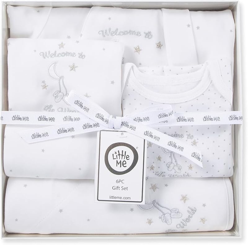 Set de regalo de canastilla para bebé Little Me: ropa, conjuntos y elementos esenciales para niñas y niños