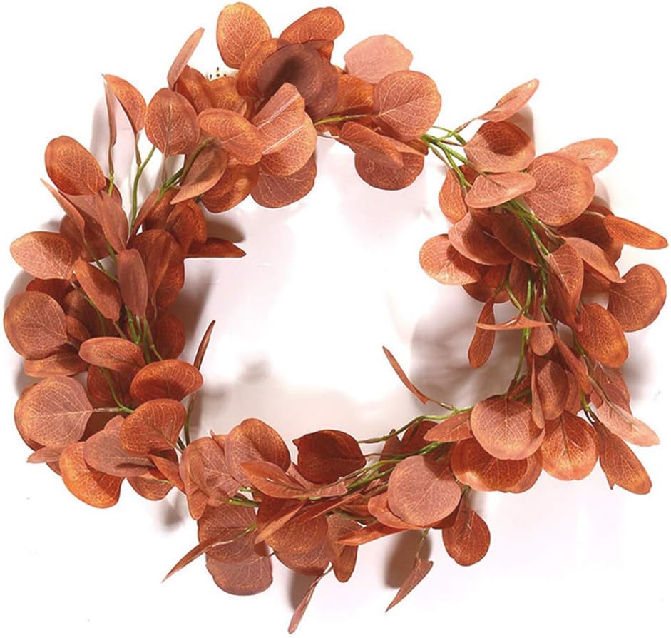 Kalolary 6.5 Feet Eucalyptus Garland, Artificial Silver Dollar Eucalyptus Leaves Garland Greenery Autumn Leaves Garland for Home Wedding Party Easter Dinner Decor
