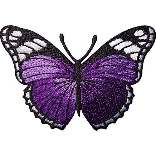 Écusson brodé thermocollant ou à coudre Motif papillon Violet