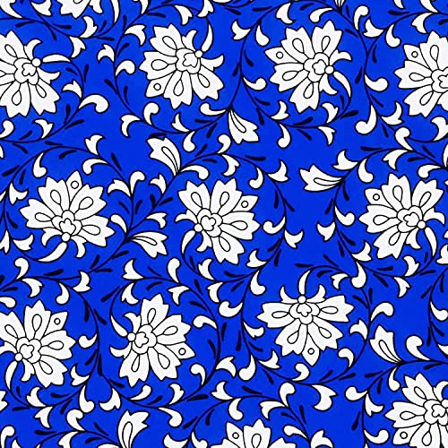 FABRIC.MVP Tissu au mètre,Imprimé Collection Ethnique Motif Tissu bleu jersey viscose,Tissu en extensible pour Vêtements et les Textiles de Maison et les de l'Art & l'Artisanat (50x150cm) Cover
