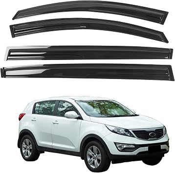 Window Visor Deflector for 2011-2016 Kia Sportage 3rd Gen, Smoke, Mug Style | MODILOVER, Tape on, Acrylic, 4PCS, UV Resistant, Easy No-Drill Install, Sun Wind Side Vent Visor Set