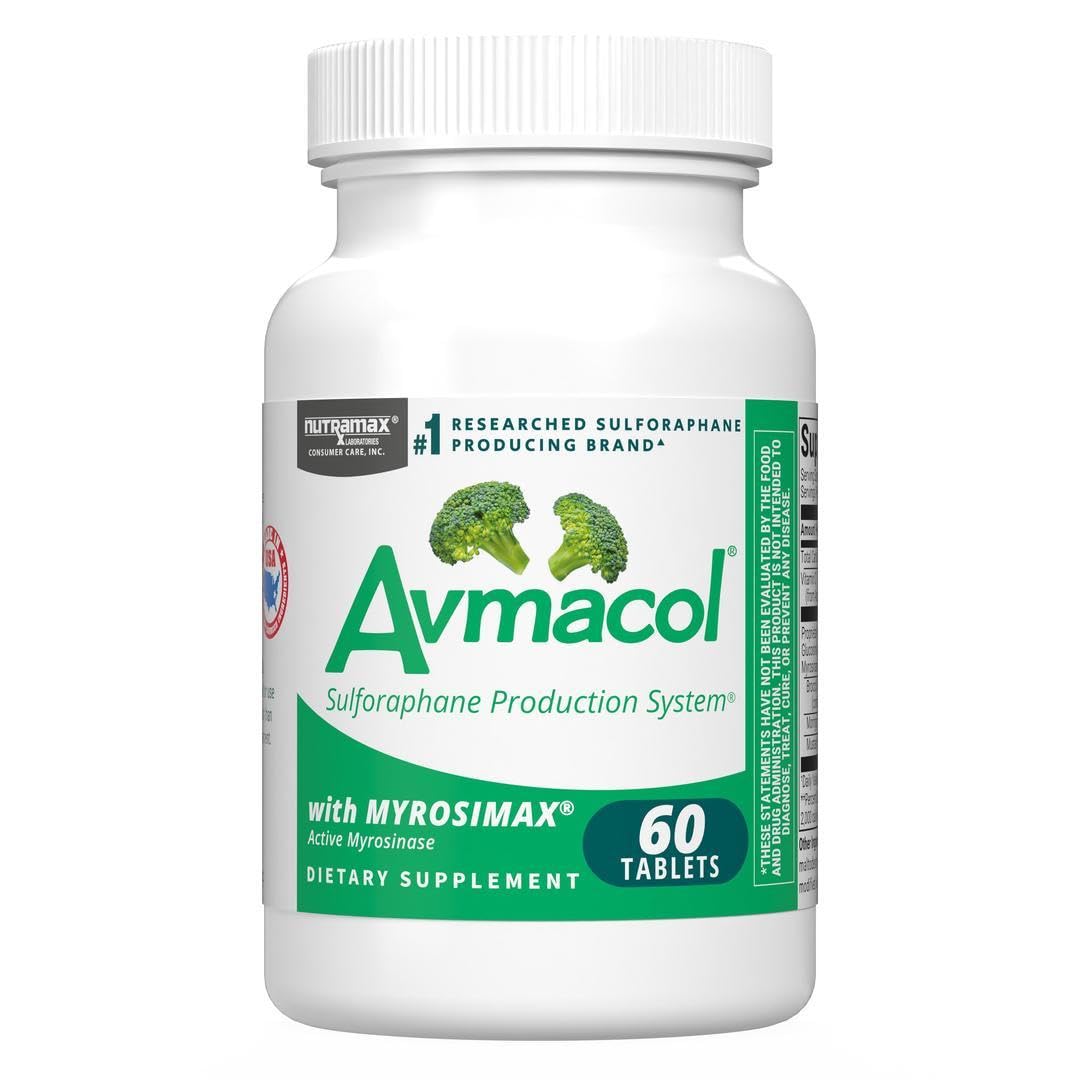 Nutramax Laboratories Avmacol #1 Researched Sulforaphane-Producing Brand for Detoxification with Glucoraphanin and Active Myrosinase, Adults & Children, 60 Tablets