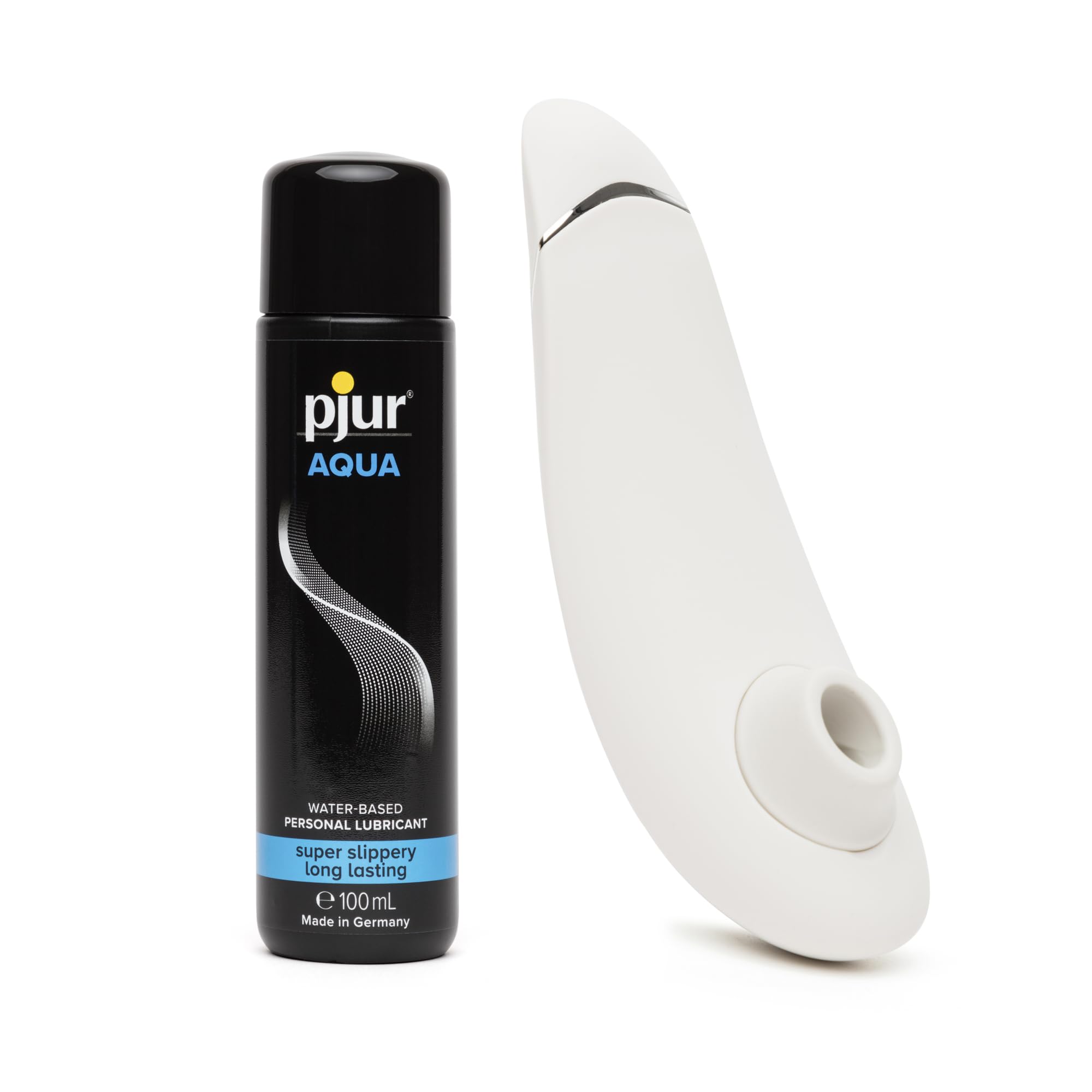 Womanizer Premium 2 Gray Clitoral Suction Personal Massager Vibrator & Pjur Aqua Water Based Personal Lubricant 3.4 fl oz - Sex Toys for Women Bundle