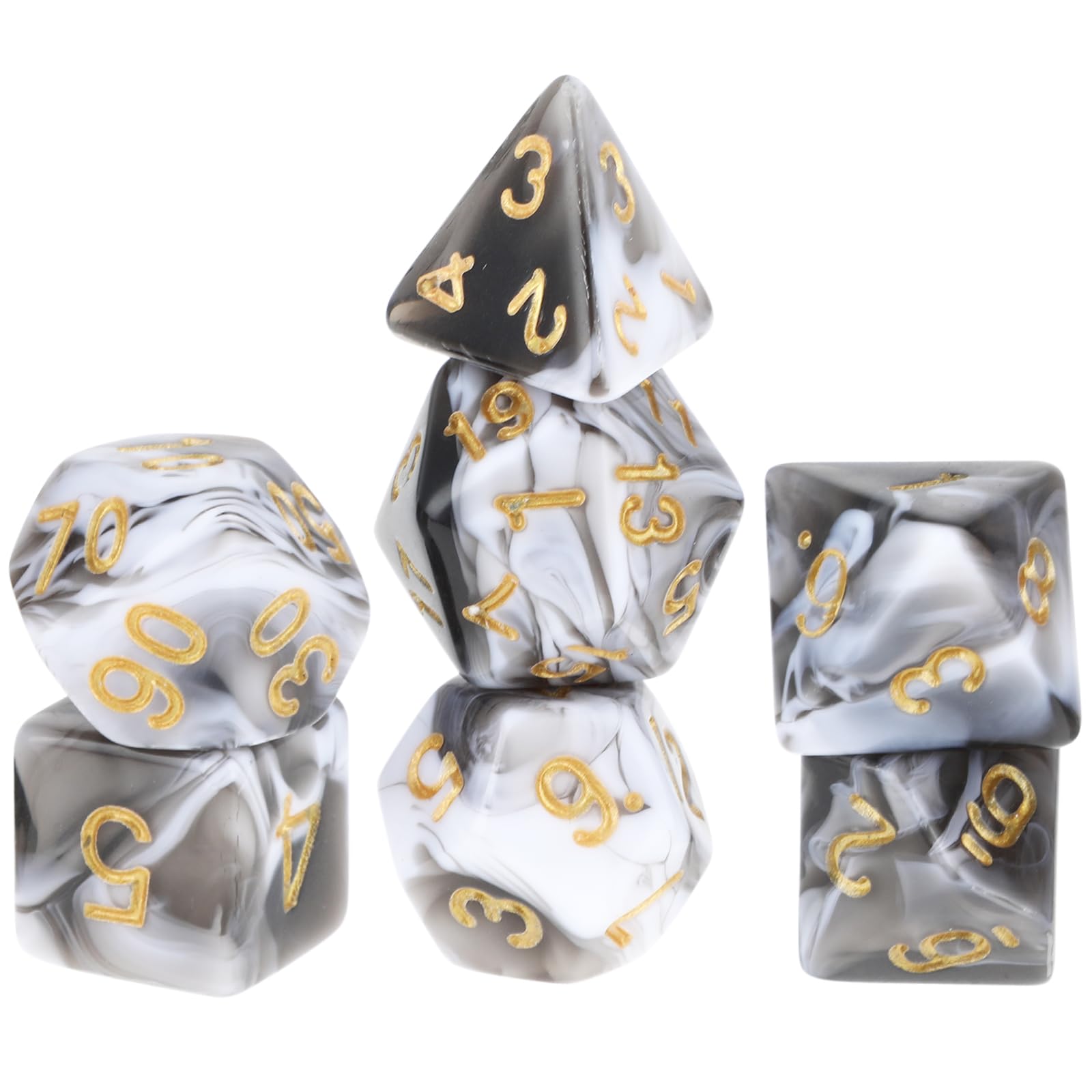 Abeillo DND Dice Polyhedral Dice Set - 7 Black White Dice for Dungeon and Dragons DND MTG RPG Dice Role Playing Table Games D&D D20 D12 D10 D8 D6 D4