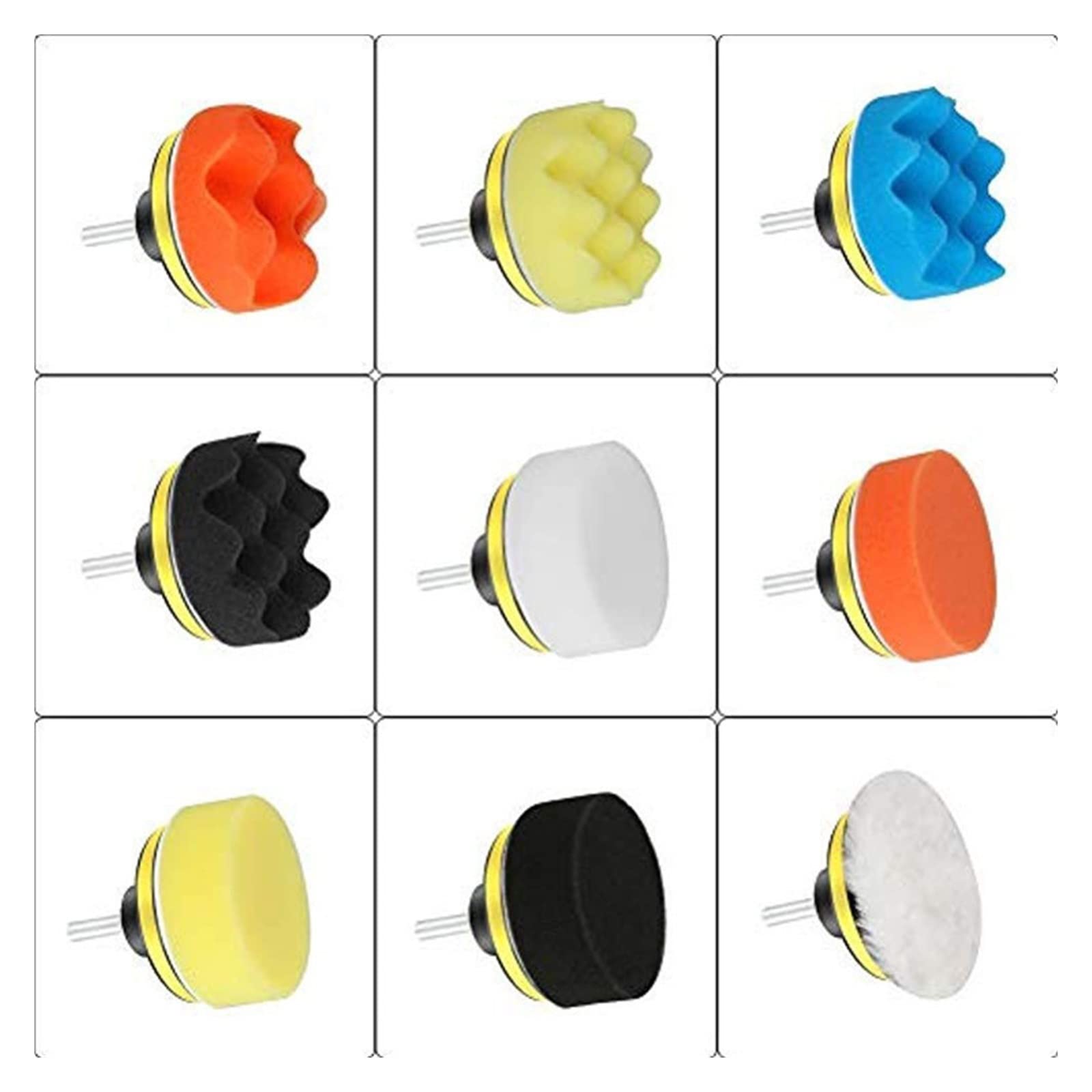 11Pcs 3 Pollici Tampone for Lucidatura Spugna di Lucidatura Kit di Attrezzi A Mano for Auto Lucidatrice Autoadesiva Lucidatura Ceretta Ruota di Lana Spugna Go (Color : 11pcs M10)