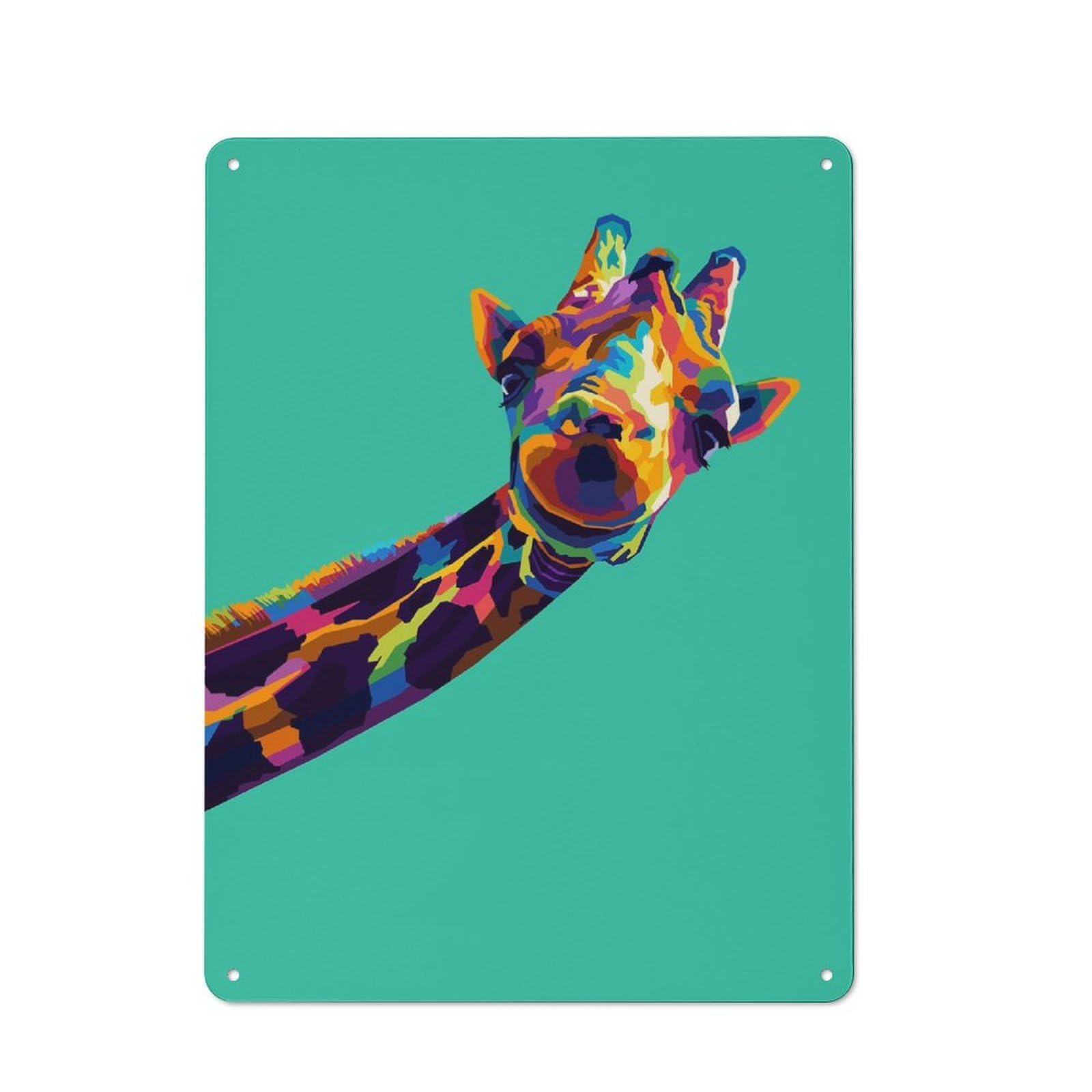 Animals Giraffe Pop Art Tin Sign 40x30cm, Garage Style Workshop Wall Decor for Garage, Workshop, Shed Or Utility Room