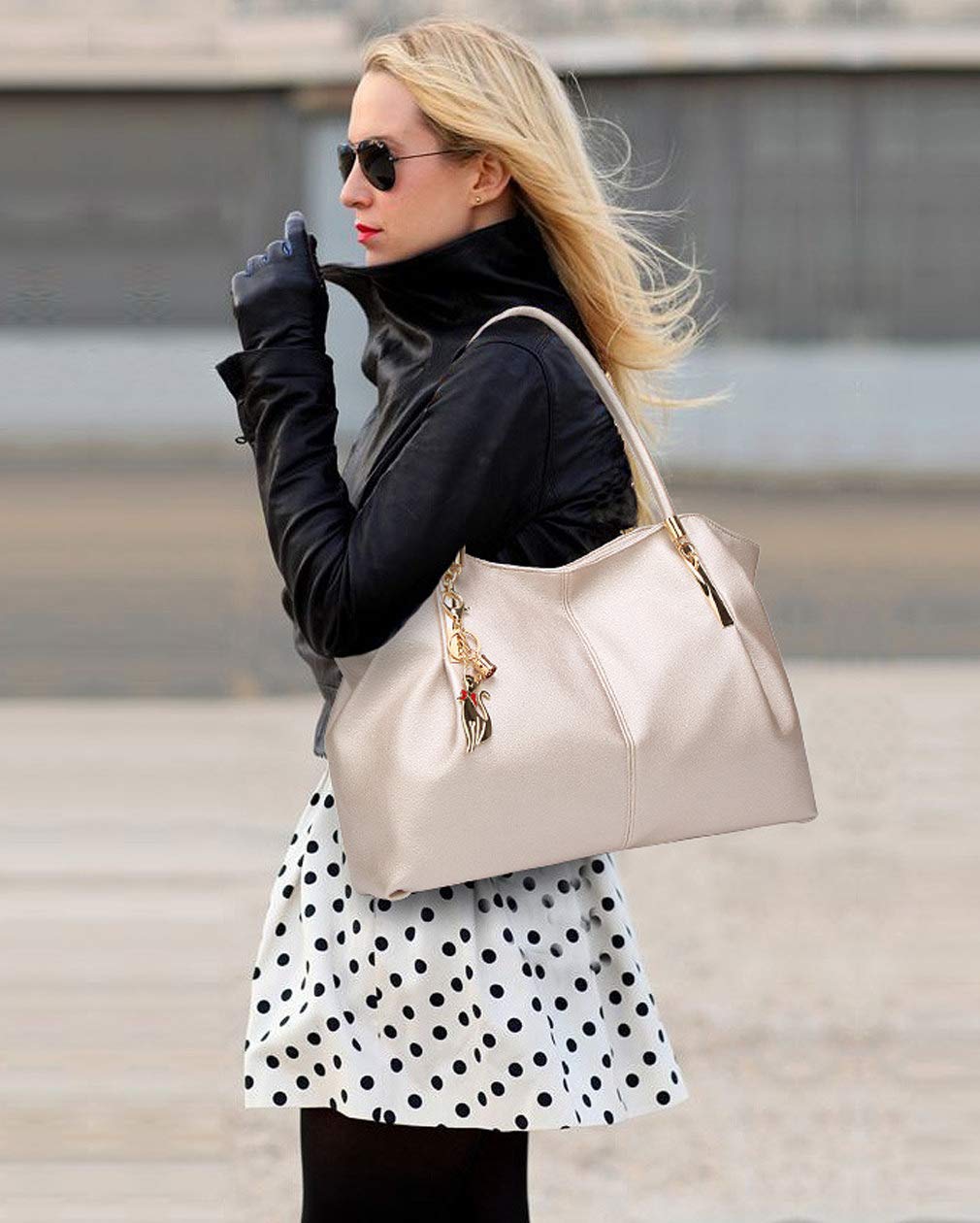 BUKESIYI Donna Borse a Mano Borsa a Tracoll Marca Spalla Elegante Tote 2026 PU Pelle IT77218 Bianco