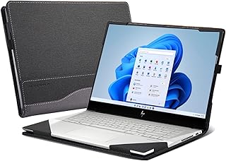 Laptop Cover for HP Envy x360 Laptop 15t /15z-XXX/ 15-ed/15-er/15-ep/15t-es100...All Inclusive Drop Case 15.6" PU Leather Inside Pocket Cover (15.6inch, Gray-Black)