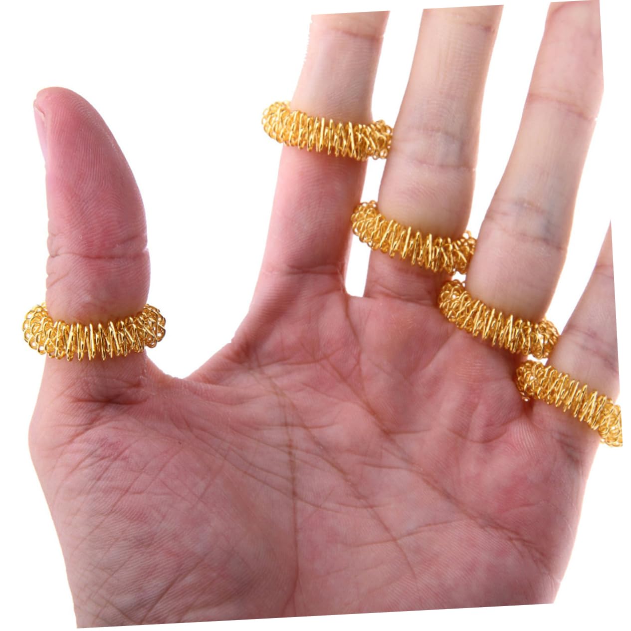 FOYTOKI Acupressure Massage Rings (10pcs) Stainless Steel Finger Reflexology Traditional Chinese Medicine