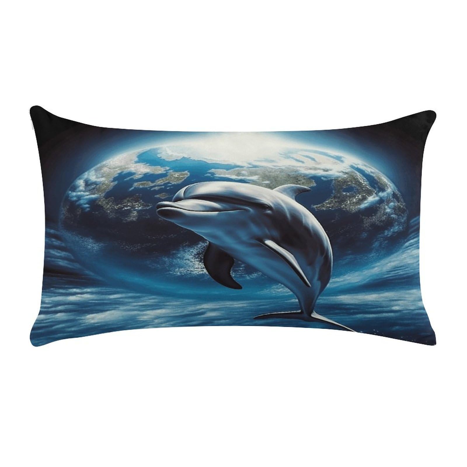 Dolphin Earth Pillow Cover Super Soft Pillowcase Luxury Cozy Fuzzy Velvet Pillow Shams Breathable Standard Pillow Cases with Zipper Wrinkle-Free Pillow Cover 12 "×20 "