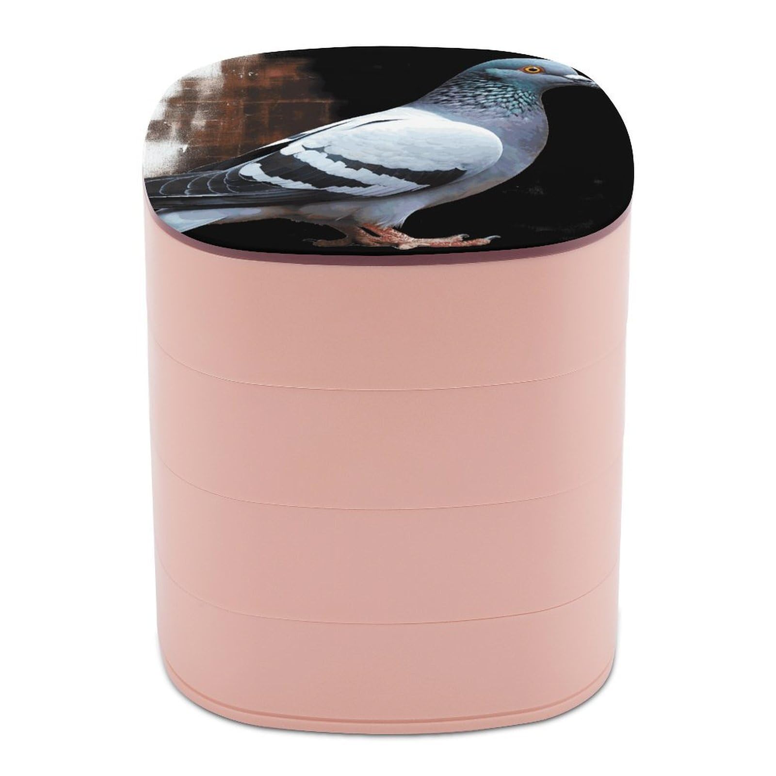 JTREHY Pigeon Jewelry Box 4-Layer Covered Rotating Jewelry Storage Box Large Capacity Storage Boxes Portable Jewelry Case for Bracelets Earrings Necklace