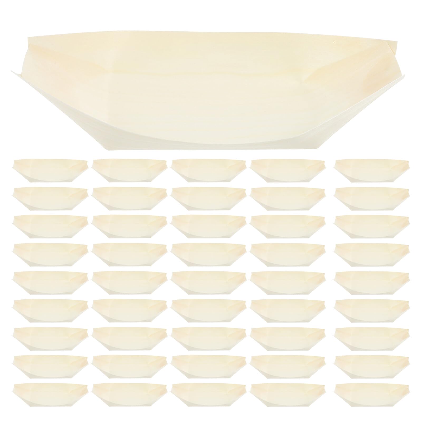 Assiettes bois jetables rigides pour sushis et burgers | Lot de 150