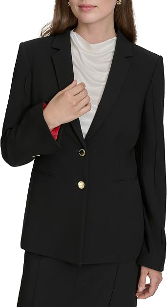 Halston Womens Two Button Woven Office Workwear Blazer