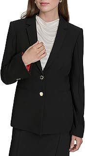 Women's Two Button Woven Office Workwear Blazer